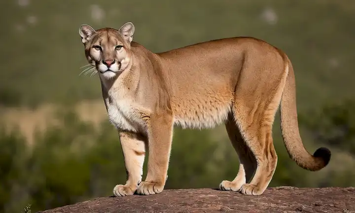 Un impresionante león de montaña con enorme tamaño y majestuosa belleza en su entorno.