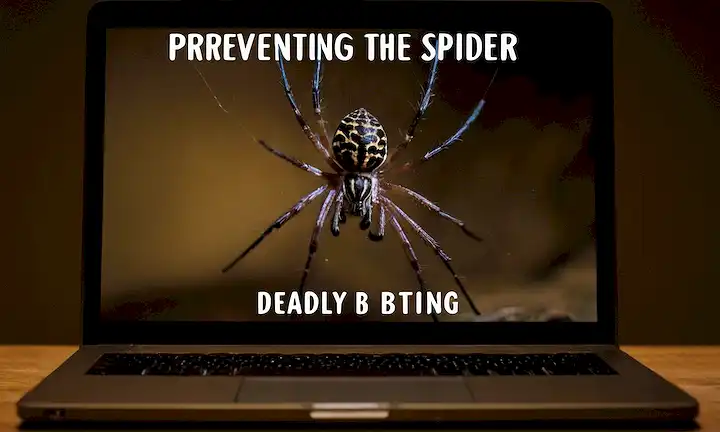 Lap pantalla superior que muestra el título en español: Prevención del Biting de Araña Mortal: Identificar, prevenir y tomar medidas contra su Fatal Sting.