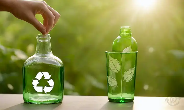 fragmentos de vidrio 2D, vórtice giratoria, símbolo de reciclaje, tierra ecológica, vegetación, hojas, materiales reciclables, armonía naturalezas, ciclo sost<center><img data-lazyloaded=