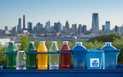 botellas de vidrio y frascos que se clasifican por color