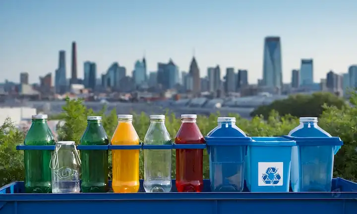botellas de vidrio y frascos que se clasifican por color