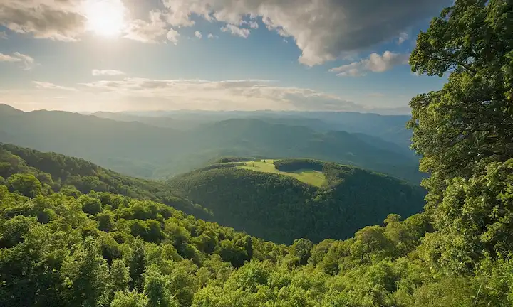 capa de 30 años, intacta, azul, como escudo, planeta Tierra abajo, rayos del sol pasando por, pocas nubes, ambiente sereno, bosques verdes vibrantes, vida silvestre próspera