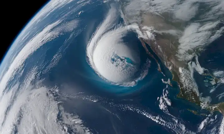 Imágenes satélite de estilo 1970, cielos azules, nubes blancas, formación de agujeros de ozono, capas atmosféricas, regiones polares, curvatura de la Tierra, gases coloridos, planeta en el espacio, esferas interconectadas, atmósferas capas