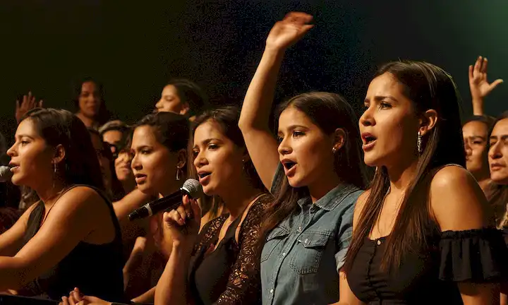 Los músicos serenan un escenario mientras las fuentes de la multitud aplauden, acompañados por poderosas letras contra la violencia de género. La canción Lloro Por La Vida Tuya del álbum Shakiras Magdalena, con artistas como Carlos Paez y Badmintons, retrata mensajes que rompen con el estigma social.