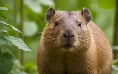 Una cara capybaras con una sutil sonrisa