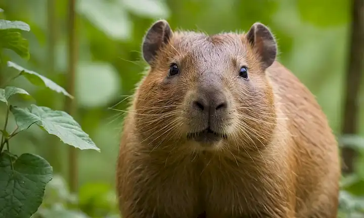Una cara capybaras con una sutil sonrisa