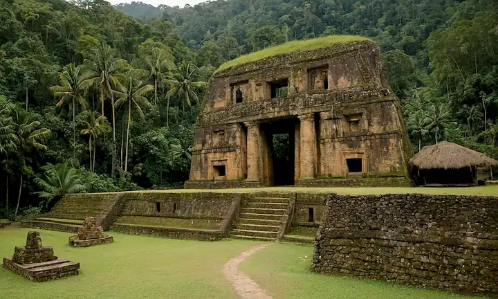 Un sistema hidráulico intrincado que revela una figura precolombina colosal en la ciudad abandonada de Ciudad Perdida, demostrando su importancia histórica y maravillas arquitectónicas dentro de la selva amazónica.