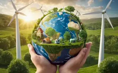 Globo 3D con brote de vegetación