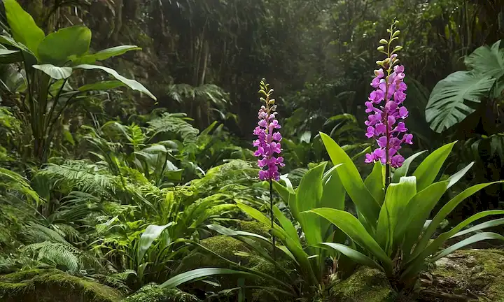 orquídeas en peligro, plantas piraceas, vegetación exuberante, flora diversa, esfuerzos de conservación, jardines botánicos, especies amenazadas, ecosistemas frágiles, equilibrio ecológico, reservas naturales, estrategias de conservación, hábitats amenazados, colores vibrantes, ilustraciones realistas, detalles delicados, investigación científica, áreas protegidas, vida vegetal en peligro