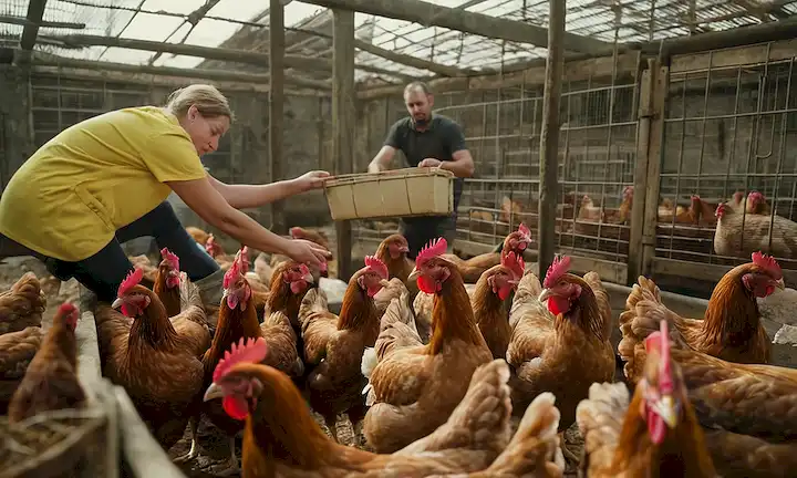 Los campesinos de pollo liberan gallinas de jaulas entre los funcionarios de la UE.