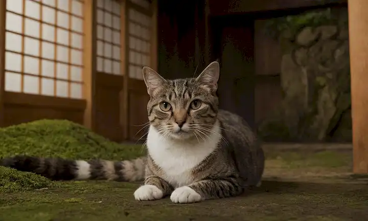 Un gato japonés charlando misteriosamente veneno. Esta línea parece sugerir que Japón tiene un misterio felino con respecto al veneno letal