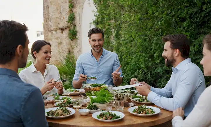 Hombre español compartiendo un plato de plato basado en insectos con colegas en un evento de comedor urbano. El registro dice: Sostenibilidad sostenible: Consumir insectos en España junto con un diseño ecológico, rodeado de plantas verdes y animales. La atención se centra en el impacto ambiental, los beneficios para la salud de los insectos como alimentos, opciones sostenibles de estilo de vida y el papel futuro de los alimentos en la sociedad moderna. Paso 1: Comprender el requisito de los usuarios. Paso 2: Redacción de una breve oración que encapsula con precisión el impulso dado. Paso 3: Mantener la claridad y la brevedad, al tiempo que incluye algunos puntos clave que puede haber sido especificado por el usuario. Justificación: Las frases breves tienen por objeto proporcionar una visión general sucinta, manteniendo la esencia del escenario sin complejos sus detalles. El idioma es claro, preciso y utiliza términos y frases comunes. Además, no expande innecesariamente la frase más allá de la duración necesaria.