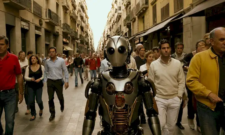 Hombre con máscara de insectos robótica caminando en calles ocupadas en el centro de Barcelona, simbolizando la amenaza potencial de la invasión de Hormigas Loco. En esta breve descripción, el riesgo y la invasión se mencionan como elementos clave para enfatizar la importancia y gravedad de los conceptos. La referencia de ubicación (Barcelona) proporciona contexto para cómo un evento de este tipo podría afectar a la ciudad y sus residentes. Hormiga loca se utiliza como sinónimo de la amenaza robótica de insectos porque simplifica lo que puede ser un tema complicado y científico en un segmento de lenguaje fácil de entender. España también está incluida para indicar el alcance potencial más amplio de la invasión. La estructura de frases (cómo mejorar) simplemente sugiere soluciones para abordar y prevenir los riesgos asociados a este importante evento de noticias.