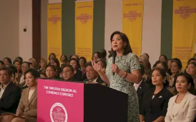 Irene Natividad se dirigió a la audiencia durante una conferencia internacional sobre derechos de la mujer