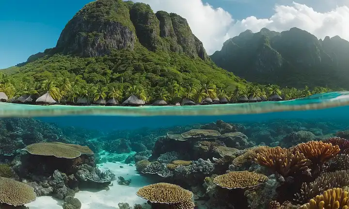 Un exuberante ecosistema de la isla que se encuentra en medio de aguas turquesa tropical.
