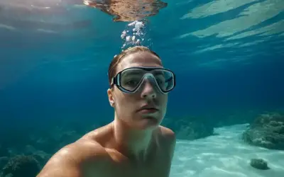 Sumergir bajo el agua con hitos mundiales a ambos lados