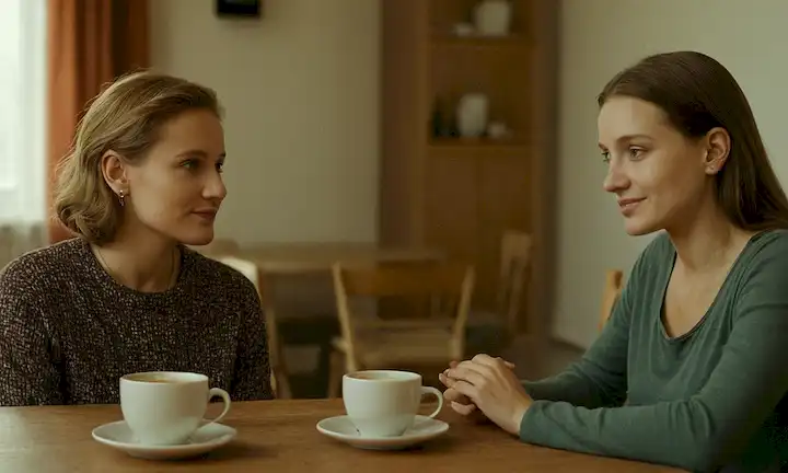 Las mujeres de origen lituano comparten experiencias sinceras sobre el café mientras examinan la vida familiar, el progreso profesional y los desafíos sociales en Lituania con una audiencia predominantemente femenina. El escenario es un lugar íntimo de reunión o estudio. El lenguaje puede ser tanto lituano como inglés, reflejando los diversos intereses del público y los antecedentes culturales de los contribuyentes.