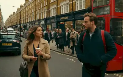 Persona navegando por las bulliciosas calles de Londres