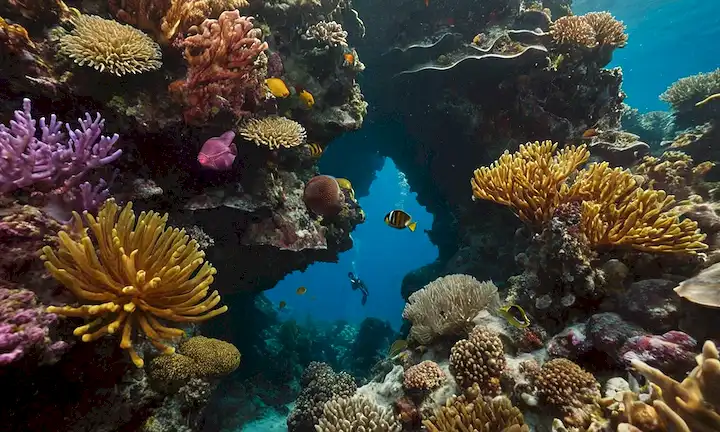 Hues terrenales salen de las profundidades - una llamada vívida a la acción, revelando colores que desafian la expectativa en el mar sin límites. En esta frase corta, escuchamos acerca de un viaje cautivador representado a través de imágenes coloridas encontradas profundamente debajo de la superficie de los océanos. Esta interpretación indica el potencial de la fotografía submarina y la naturaleza cautivadora de la vida marina y su entorno. La frase sugiere explorar los límites de la percepción humana cuando se trata de la narrativa de color en el arte. Además, alude a la continua búsqueda del descubrimiento científico y la visión artística.