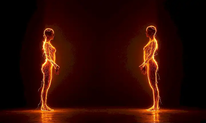 Figuras de brillo creadas por descargas eléctricas en una habitación oscura, destacando la belleza y el poder de la naturaleza.