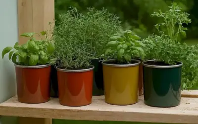Homemade puede jardín de hierbas con cinco recetas diferentes para vivir sostenible en el ambiente doméstico