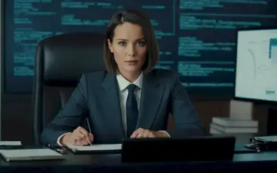 AI-lawyer (corte para el Abogado de Inteligencia Artificial) frente a una pantalla de computadora