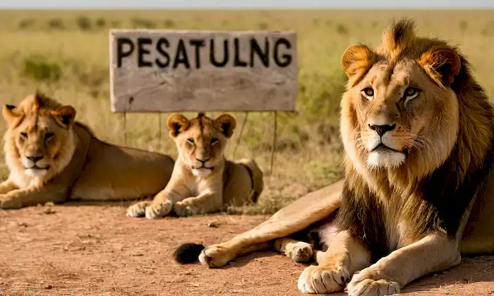 León usando un sombrero al borde de la sabana como un grupo de animales abrazados cerca. Un acercamiento en un león con acciones de animales borrosas y un letrero leyendo Captura ilegal delante. A caption that summarizes the discussion regarding the impact of commercial pet trade on Jilguero europeo population and its efforts to address this issue through conservation measures.