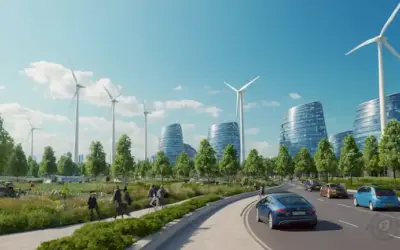 2050 paisaje urbano con vegetación