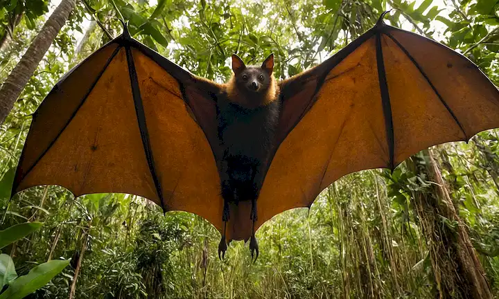 Un zorro volador gigante en riesgo debido a la deforestación en Filipinas. La frase se traduce en inglés como un murciélago gigante en peligro de extinción de Filipinas Spider Man (una película popular). En este escenario, un equipo de biólogos y conservacionistas se reúne alrededor de una imagen del gigante murciélago de frutas en discusión. Su breve escena muestra sus esfuerzos por preservar la especie en medio de amenazas como la deforestación y la destrucción del hábitat.