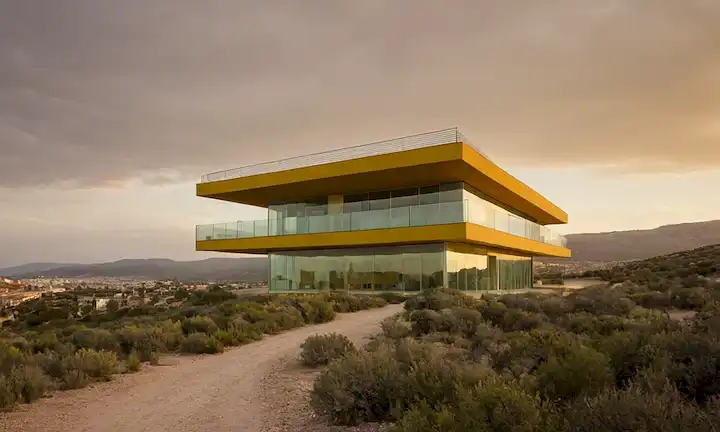 Edificios innovadores diseñados por el arquitecto visionario Ignacio Vicens como reflejo de su sociedad y valores de humanidad, mostrando creatividad, principios y belleza. Esta descripción se refiere brevemente a diversos aspectos relacionados con el tema de la arquitectura: innovación, valores sociales y belleza.