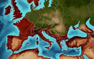 Un mapa que muestra las tasas de pobreza en los países europeos