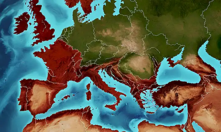Un mapa que muestra las tasas de pobreza en los países europeos
