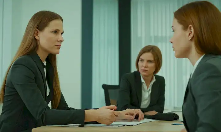 Las mujeres en el lugar de trabajo y los signos de disparidad salarial contrastan con una figura masculina. [Translation: Initiatives to Address Gender Equality and the Gender Pay Gap in Latvia: Un país donde las mujeres superan a los hombres, pero persiste la brecha salarial entre los géneros.]