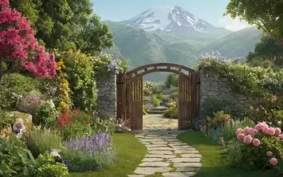 Un exuberante jardín con flora y fauna diversa