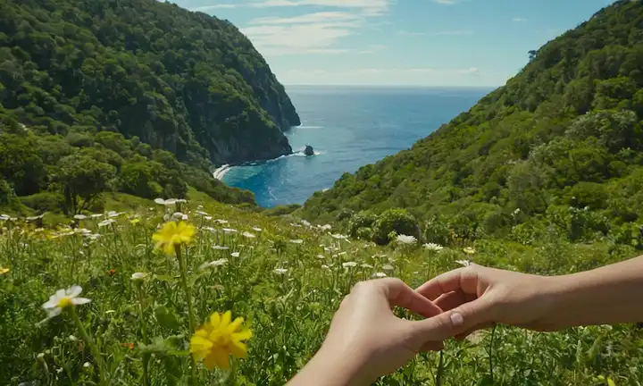 Árboles, flores y animales que prosperan en medio de un telón de fondo de cielos azules, bosques verdes y vastos océanos; gente de diversos orígenes trabajando juntos, agarrando manos o plantando semillas; un sentido de unidad y armonía entre la naturaleza y la humanidad