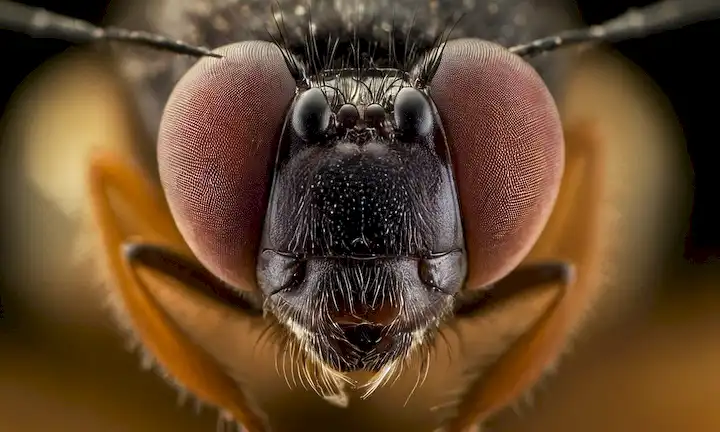 Cierre de las bocas de moscas con pequeñas partículas de alimento ingeridas.