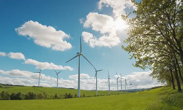 Turbinas de viento girando a la luz d<center><img data-lazyloaded=