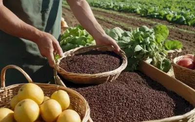 Las manos de los agricultores sostienen semillas