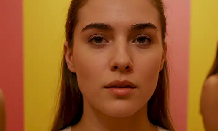 Sudoración de la persona y experimentar mayor sensibilidad de color durante una exposición de arte mostrando su trabajo. Destaca la percepción subjetiva de la belleza y cómo puede afectar la salud mental.