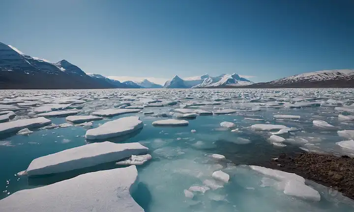 icescapes of Arctic tundra, derretir icebergs, osos polares que luchan, glaciares derrumbados, estanqueidad de agua, malestar de las naturalezas, calentamiento global señales de advertencia, Tierras claman por ayuda, paisajes helados transformados, cambio climático devastador impacto, tierras congeladas agitando, campanas de alarma sonando