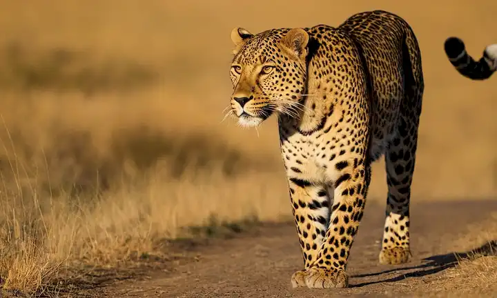 Un majestuoso yateh leopard dorado (el guepardo) en su prowl, simbolizando la naturaleza única de esta especie en medio de otros grandes gatos. Traducido al gato solitario: el gato más verdadero entre los grandes gatos.