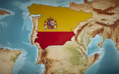 Mapa de España con gráficos y estadísticas sobre prevención del tráfico de órganos.