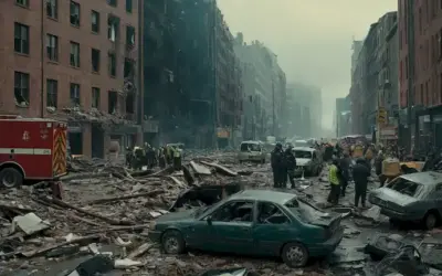 Paisaje urbano en ruinas