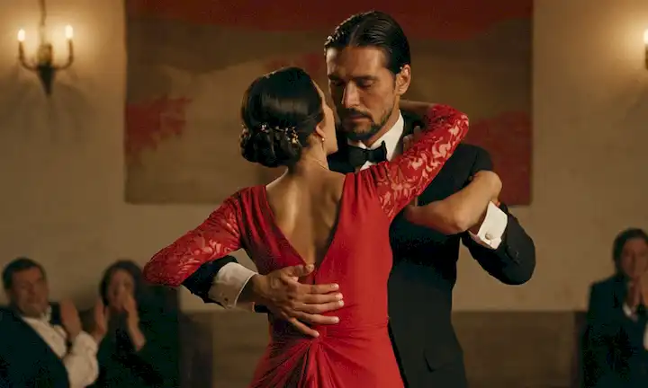 Un español que sostiene una postura tradicional de baile flamenco mientras sus brazos se desenvuelven en el abrazo del flamenco. Una historia enfatizando la pasión, el artista y la dedicación a través de las lecciones de flamenco por el célebre bailarín Yoichiro Yamada.