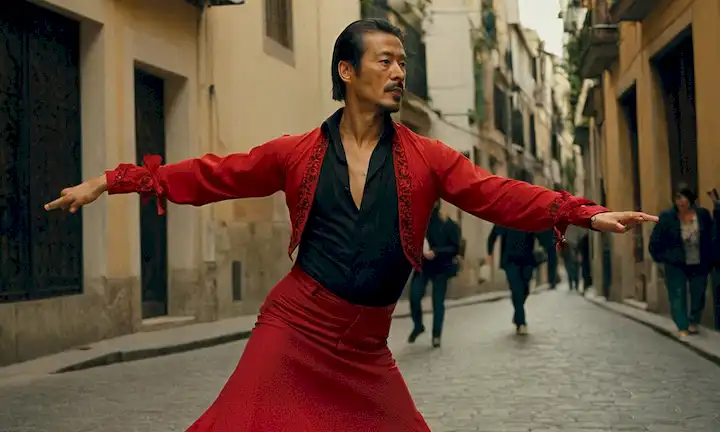 Título de un artículo con citas del artista y entusiasta del flamenco Yoichiro Yamada, describiendo su pasión por la forma de arte que lo lleva a seguir en las calles. En español, esto sería Referencias de Yoichiro Yamada: La obsesión por el flamenco que lo llevó a la calle.